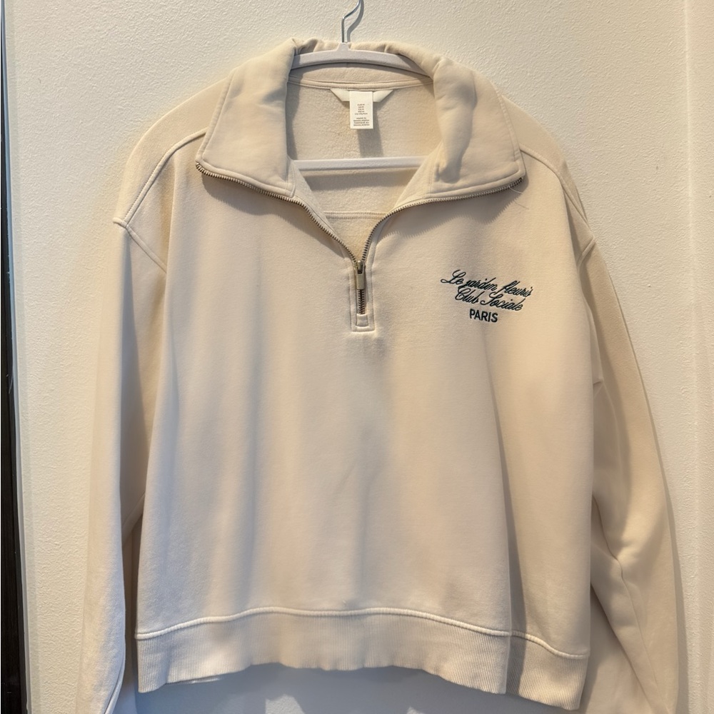 Beige quarter zip sweatshirt